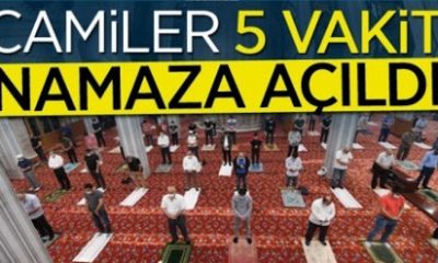 CAMİLER 5 VAKİT NAMAZA AÇILDI.