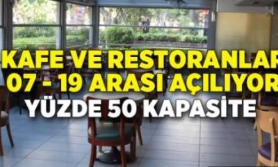 LOKANTA VE KAFELER YÜZDE 50 KAPASİTE İLE AÇILDI