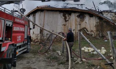 SAYGILI KÖYÜNDEKİ YANGINA İTFAİYE MÜDAHALE ETTİ