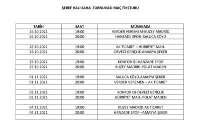 ŞEREF HALI SAHA FUTBOL TURNUVASI FİKSTÜRÜ ÇEKİLDİ