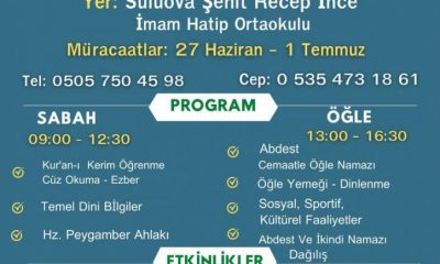 SULUOVA’DA YAZ KUR’AN EĞİTİMİ ve YAZ OKULU BAŞLIYOR