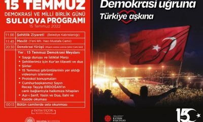 SULUOVAMIZDA YAPILACAK OLAN, 15 TEMMUZ DEMOKRASİ VE MİLLİ BİRLİK GÜNÜ PROGRAMI BELLİ OLDU !