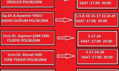 SULUOVA DEVLET HASTANESİ “KASIM AYI MESAİ DIŞI ÇALIŞMA” LİSTESİ