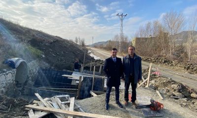 KAYMAKAMIMIZ GÜRÇAM, ARMUTLU KÖYÜNDEKİ MENFEZ YAPIM ÇALIŞMALARINI İNCELEDİ.