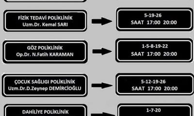 SULUOVA DEVLET HASTANESİ HAZİRAN AYI MESAİ DIŞI UYGULAMA TAKVİMİ