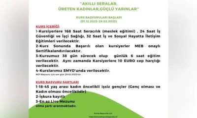 “AKILLI SERALAR, ÜRETEN KADINLAR, GÜÇLÜ YARINLAR” PROJE KURS BAŞVURULARI BAŞLADI.