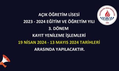 AÇIK ÖĞRETİM LİSESİ 3. DÖNEM KAYIT YENİLEME İŞLEMLERİ BAŞLADI
