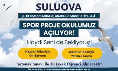SULUOVA ŞEHİT OSMAN KARAKUŞ İMAM HATİP LİSESİ’NDE SPOR PROJE BÖLÜMÜ AÇILDI
