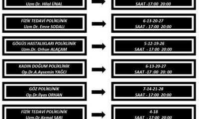 SULUOVA DEVLET HASTANESİ KASIM AYI MESAİ DIŞI UYGULAMA TAKVİMİ