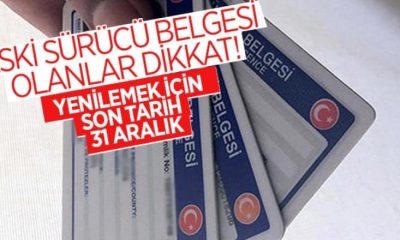 SÜRÜCÜ BELGELERİNİ YENİLEMEK İÇİN SON TARİH 31 ARALIK