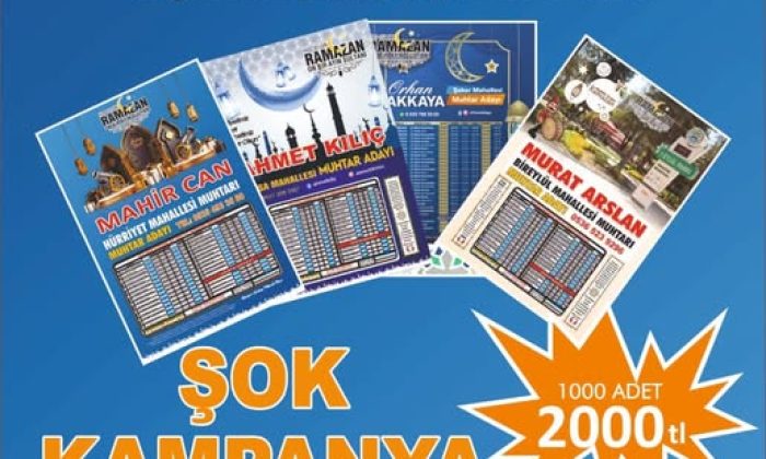 SULUOVA DİLEK OFSET MATBAASINDAN RAMAZAN İMSAKİYE KAMPANYASI
