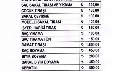 SULUOVA’DA 2025 YILI LOKANTA, BAY & BAYAN KUAFÖR VE RAMAZAN PİDESİ FİYAT LİSTESİ YAYINLANDI