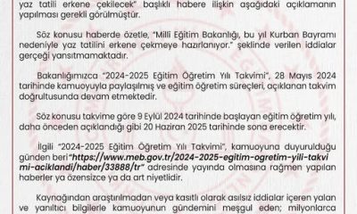 MİLLİ EĞİTİM BAKANLIĞINDAN BASIN AÇIKLAMASI