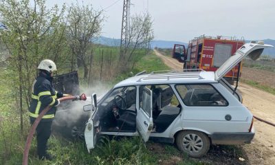 SULUOVA YOLPINAR KÖYÜNDE ARAÇ YANGINI