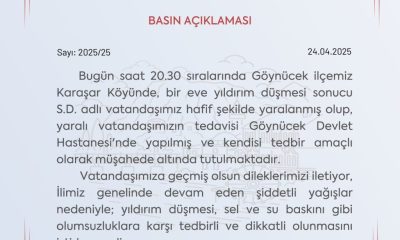 AMASYA GÖYNÜCEK’TE YILDIRIM DÜŞTÜ; 1 YARALI.