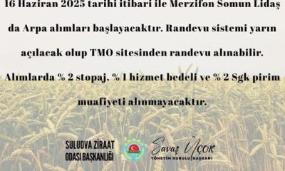 SULUOVA ZİRAAT ODASINDAN ÖNEMLİ DUYURU !