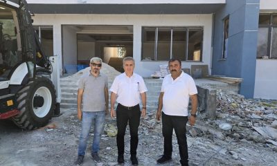 MÜDÜR DAVU, YENİ OKUL BİNASINDA İNCELEMELERDE BULUNDU