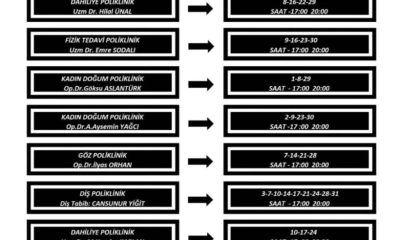 SULUOVA DEVLET HASTANESİ TEMMUZ AYI MESAİ DIŞI UYGULAMA TAKVİMİ