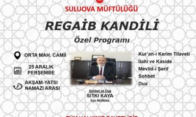 SULUOVA MÜFTÜLÜĞÜNDEN KANDİL PROGRAMINA DAVET !
