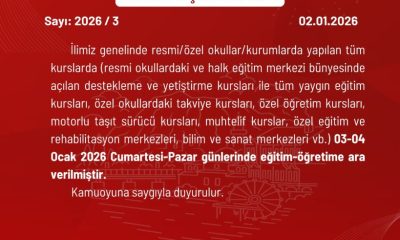 HAFTA SONU KURS VE ETKİNLİKLER İPTAL !