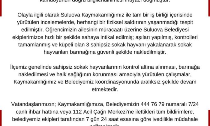SULUOVA BELEDİYE BAŞKANLIĞINDAN BASIN AÇIKLAMASI !