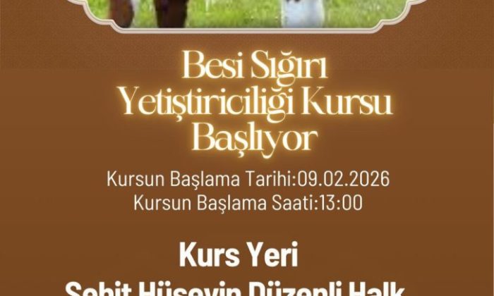 SULUOVA ŞEHİT HÜSEYİN DÜZENLİ HALK EĞİTİMİ MERKEZİNDE BESİ SIĞIRI YETİŞTİRİCİLİĞİ KURSU AÇILIYOR !