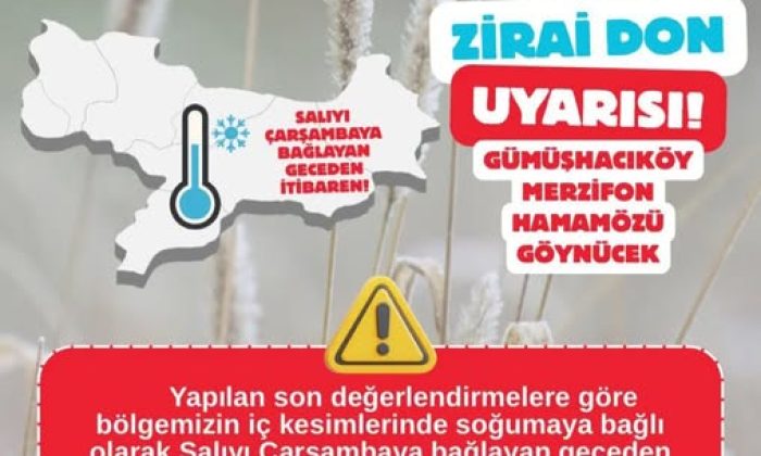 METEOROLOJİ GENEL MÜDÜRLÜĞÜ’NDEN BÖLGEMİZ İÇİN ZİRAİ DON UYARISI !