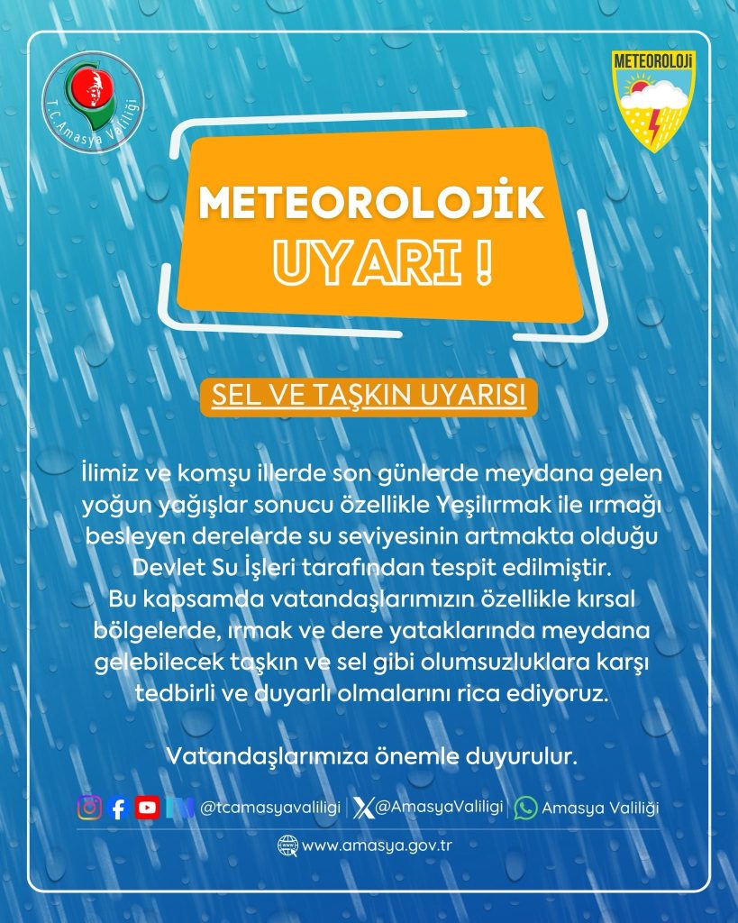 DİKKAT ! SEL VE TAŞKIN UYARISI !!!